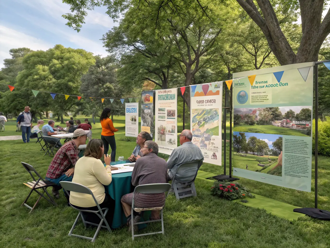 A photograph of participants actively engaged in a conservation workshop, learning about ecological restoration techniques.